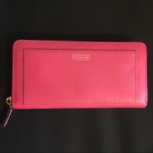 Coach Hot Pink Leather Zip Around Wallet
